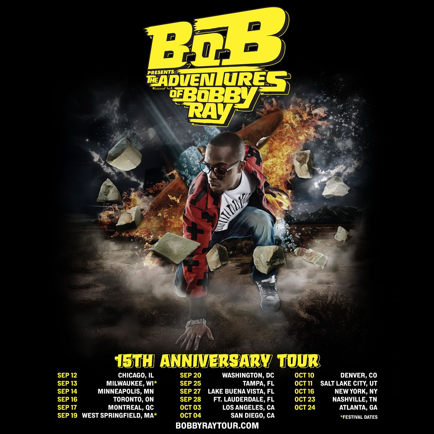B.o.B The Adventures of Bobby Ray 15th Anniversary Tour Poster